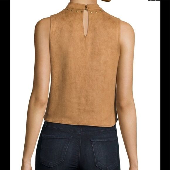Faux-Suede Halter Top W/ Studded Trim Details - Picture 2 of 4